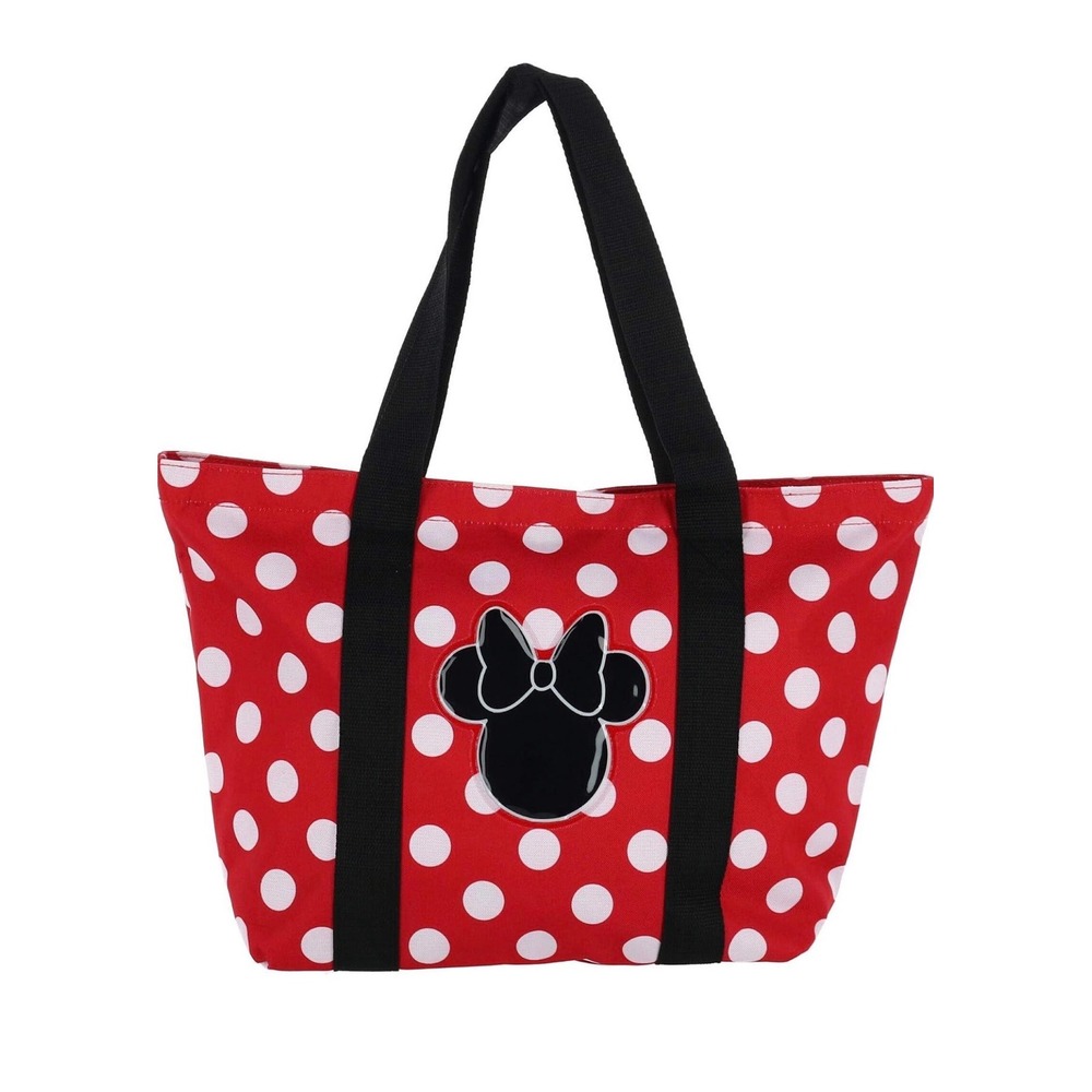 Disney Minnie Mouse Tote Bag Women OS Red Polka Dot Canvas Shoulder Bag